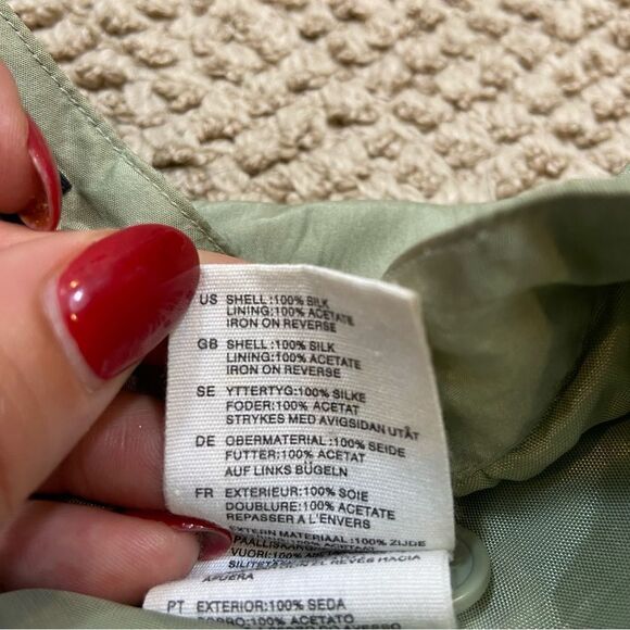 Vintage H&M silk Sage Green Midi Skirt with Sequins‎ Size 14 - Picture 6 of 8